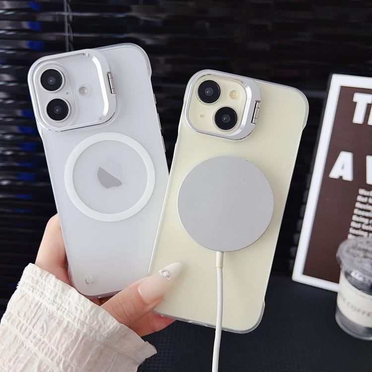 For iPhone 16 Pro Max Ultra-thin Transparent MagSafe Magnetic Frameless Lens Holder Phone Case by bashfashion