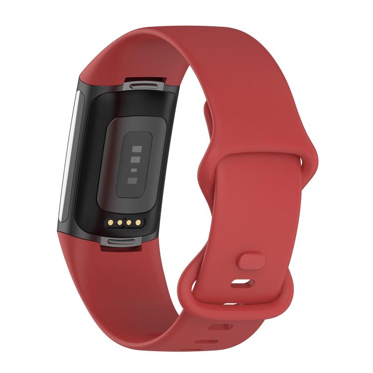 For Fitbit Charge 6 / 5 xDfind Silicone Watch Band, Size:S(Official Red) by xDfind