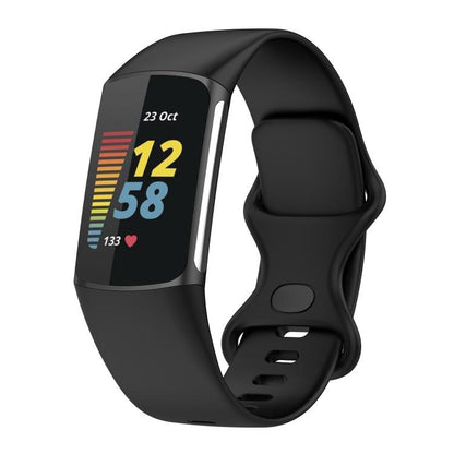 For Fitbit Charge 6 / 5 xDfind Silicone Watch Band, Size:L(Black) by xDfind