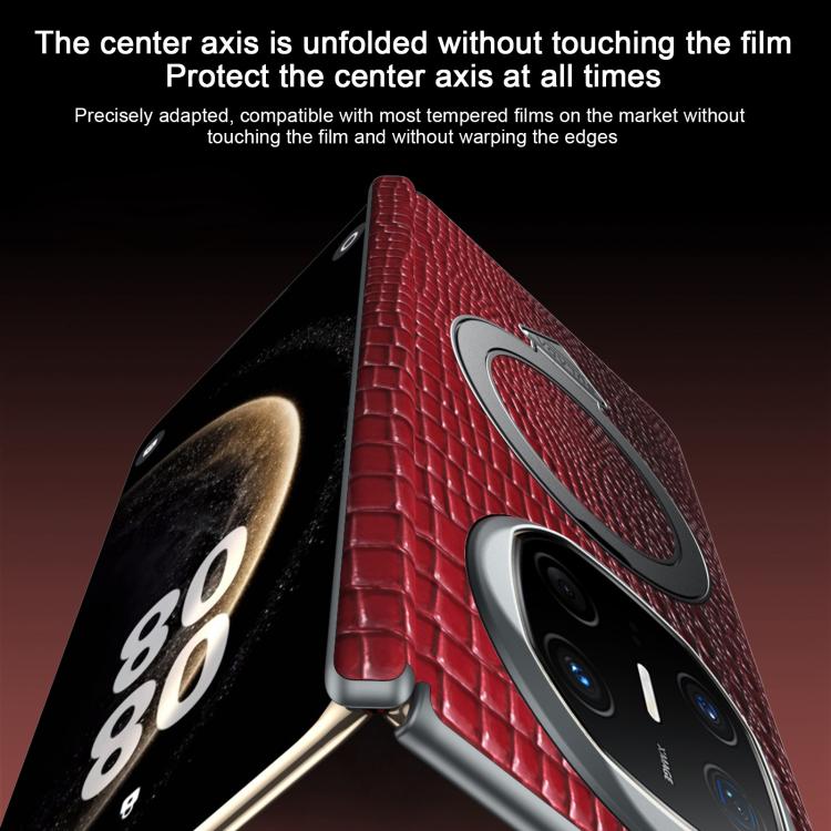 For Huawei Mate X6 SULADA Crocodile Texture Genuine Leather MagSafe Holder Phone Case(Black) by SULADA