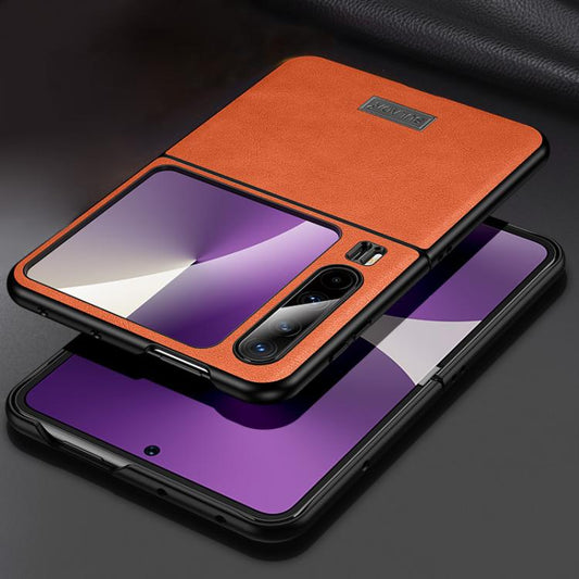 For Huawei Pura X SULADA Shockproof TPU Hybrid Handmade Leather Phone Case(Orange) by SULADA