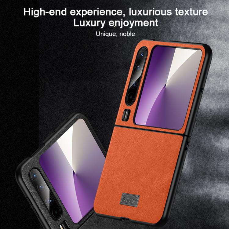 For Huawei Pura X SULADA Shockproof TPU Hybrid Handmade Leather Phone Case(Orange) by SULADA