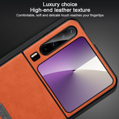 For Huawei Pura X SULADA Shockproof TPU Hybrid Handmade Leather Phone Case(Orange) by SULADA