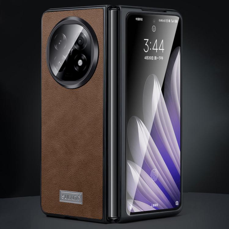 For OPPO Find N5 SULADA Shockproof TPU Hybrid Handmade Leather Phone Case(Brown) by SULADA