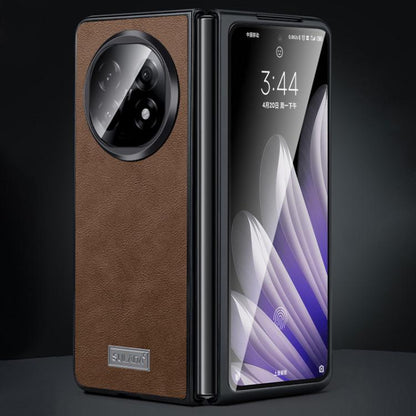 For OPPO Find N5 SULADA Shockproof TPU Hybrid Handmade Leather Phone Case(Brown) by SULADA