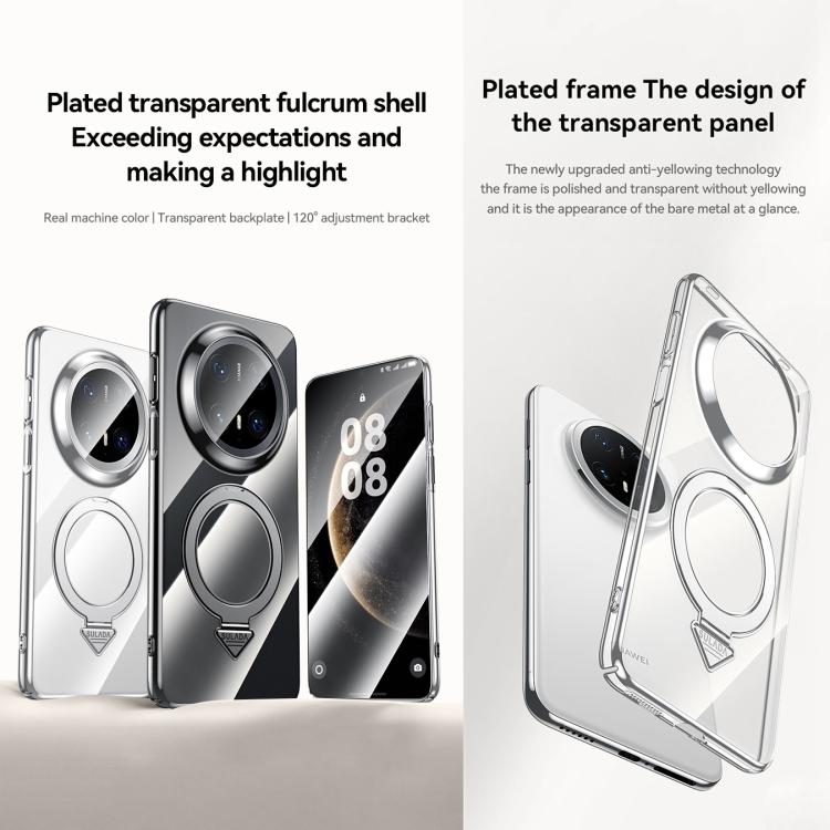 For Huawei Mate 70 Pro SULADA Electroplated Transparent MagSafe Holder Phone Case(Black) by SULADA