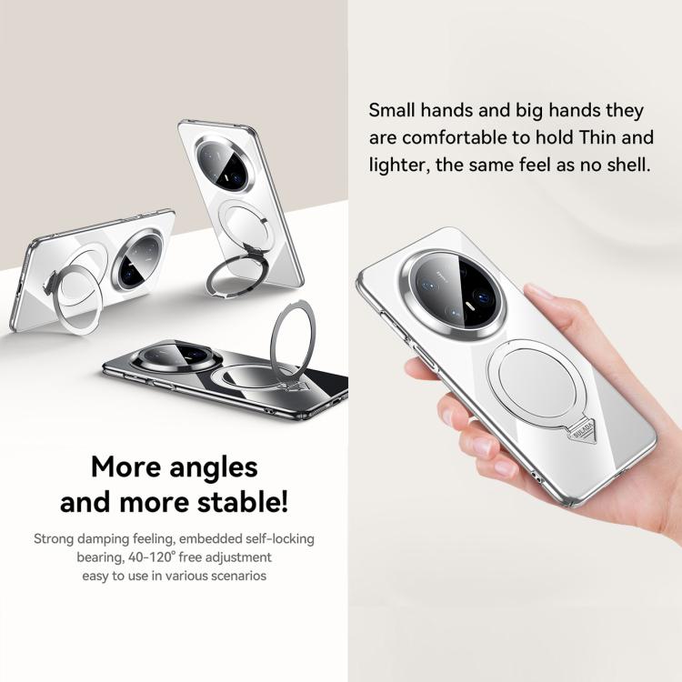 For Huawei Mate 70 Pro SULADA Electroplated Transparent MagSafe Holder Phone Case(Black) by SULADA