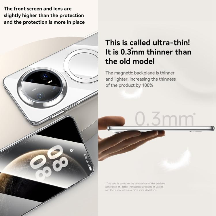 For Huawei Mate 70 Pro SULADA Electroplated Transparent MagSafe Holder Phone Case(Black) by SULADA