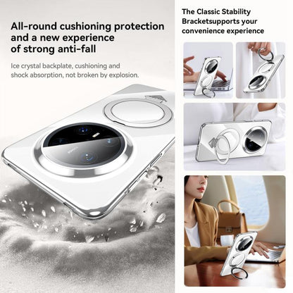 For Huawei Mate 70 Pro SULADA Electroplated Transparent MagSafe Holder Phone Case(Black) by SULADA