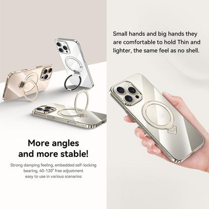 For iPhone 16 Plus SULADA Electroplated Transparent MagSafe Holder Phone Case(Grey) by SULADA