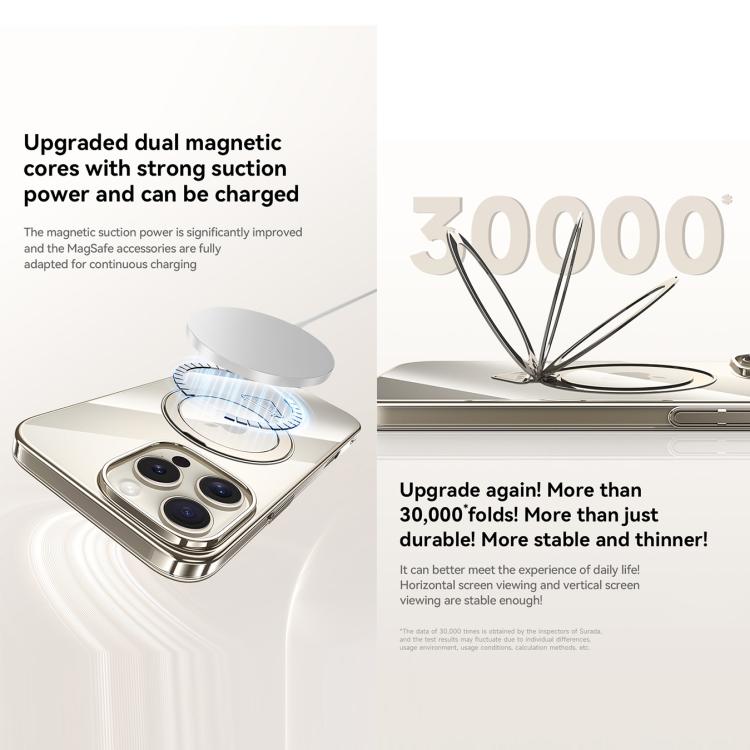 For iPhone 15 Pro Max SULADA Electroplated Transparent MagSafe Holder Phone Case(Gold) by SULADA