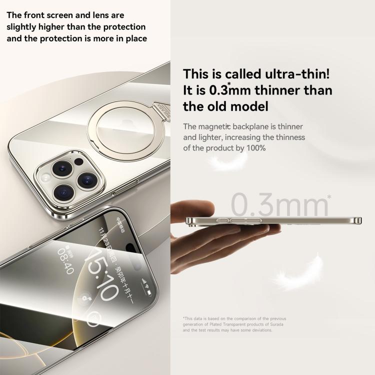 For iPhone 16 Pro SULADA Electroplated Transparent MagSafe Holder Phone Case(Gold) by SULADA