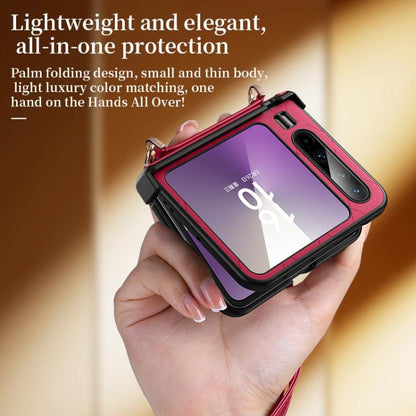 For Huawei Pura X SULADA Elegant Rhombic Texture Folding Phone Case with Lanyard(Orange) by SULADA