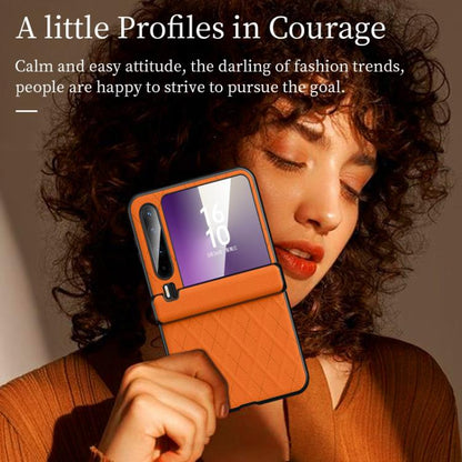 For Huawei Pura X SULADA Elegant Rhombic Texture Folding Phone Case with Lanyard(Orange) by SULADA