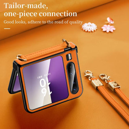 For Huawei Pura X SULADA Elegant Rhombic Texture Folding Phone Case with Lanyard(Orange) by SULADA