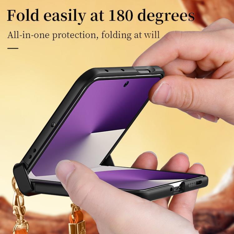 For Huawei Pura X SULADA Elegant Rhombic Texture Folding Phone Case with Lanyard(Orange) by SULADA