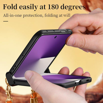 For Huawei Pura X SULADA Elegant Rhombic Texture Folding Phone Case with Lanyard(Orange) by SULADA