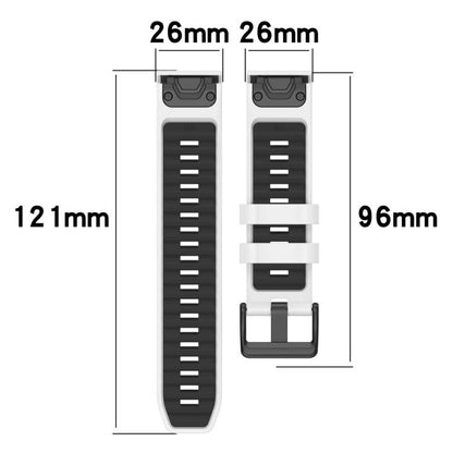 For Garmin 26mm xDfind Dual Color Quick Release Steel Buckle Silicone Watch Band(White+Black) by xDfind