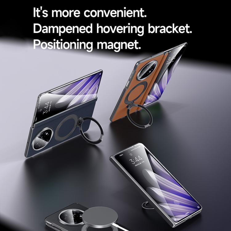 For OPPO Find N5 SULADA Top Grain Leather MagSafe Magnetic Holder Phone Case(Black) by SULADA