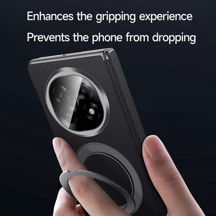 For OPPO Find N5 SULADA Top Grain Leather MagSafe Magnetic Holder Phone Case(Black) by SULADA