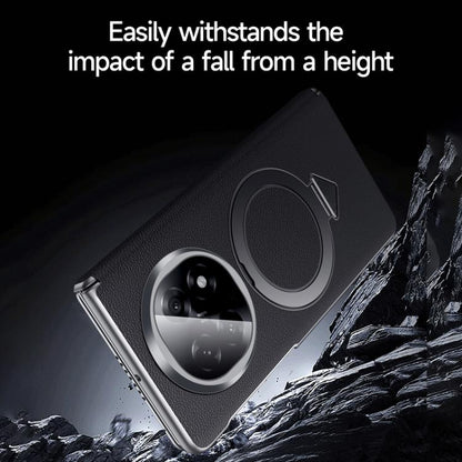 For OPPO Find N5 SULADA Top Grain Leather MagSafe Magnetic Holder Phone Case(Black) by SULADA