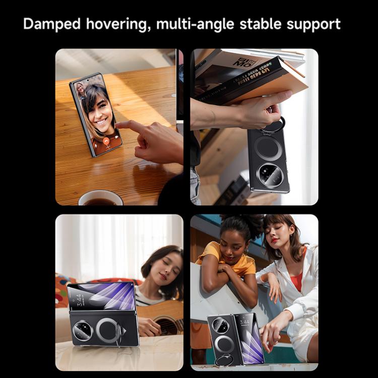 For OPPO Find N5 SULADA Top Grain Leather MagSafe Magnetic Holder Phone Case(Black) by SULADA