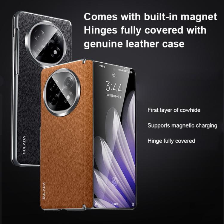 For OPPO Find N5 SULADA Frameless Top Layer Cowhide Leather Hybrid PC Phone Case(Blue) by SULADA