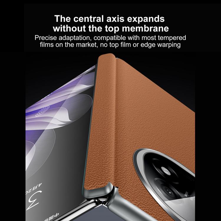 For OPPO Find N5 SULADA Frameless Top Layer Cowhide Leather Hybrid PC Phone Case(Brown) by SULADA