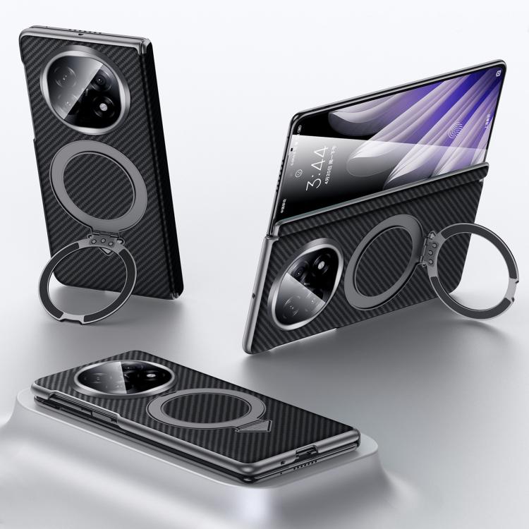 For OPPO Find N5 SULADA Kevlar Texture MagSafe Magnetic Holder Phone Case(Black) by SULADA