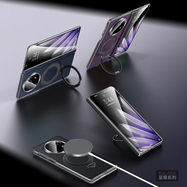 For OPPO Find N5 SULADA Kevlar Texture MagSafe Magnetic Holder Phone Case(Black) by SULADA