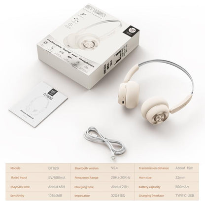 ONIKUMA GT820 Head-mounted Wireless Bluetooth Headphone(Beige) by ONIKUMA