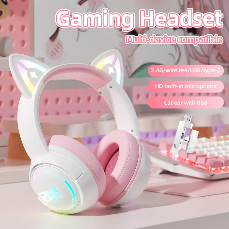 ONIKUMA GT838 2.4G Head-mounted Wireless Bluetooth Headphone(Pink) by ONIKUMA