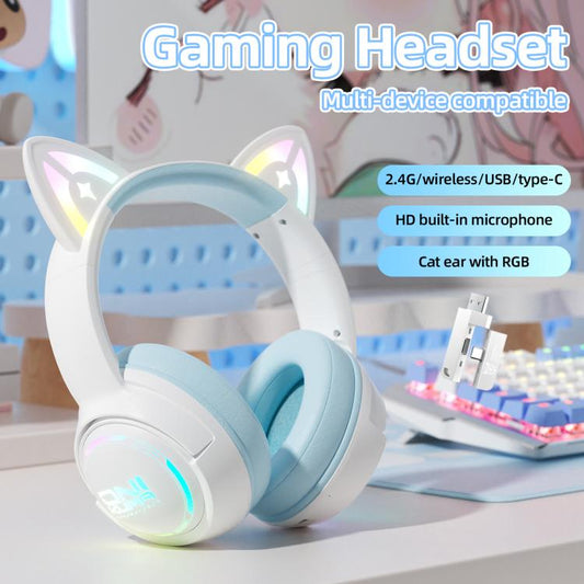 ONIKUMA GT838 2.4G Head-mounted Wireless Bluetooth Headphone(Blue) by ONIKUMA