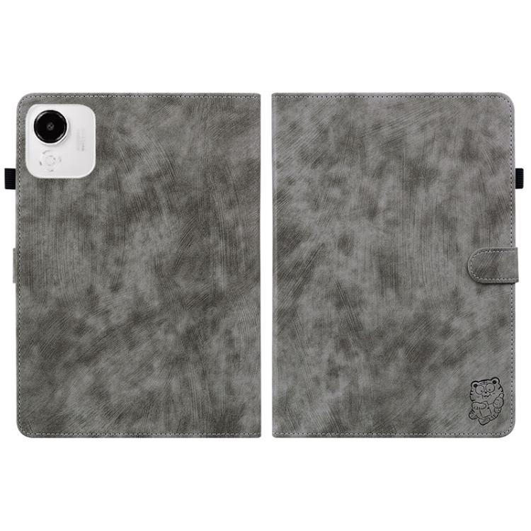 For Honor Pad X9a Embossed Tiger Pattern Leather Tablet Case(Grey) by bashfashion