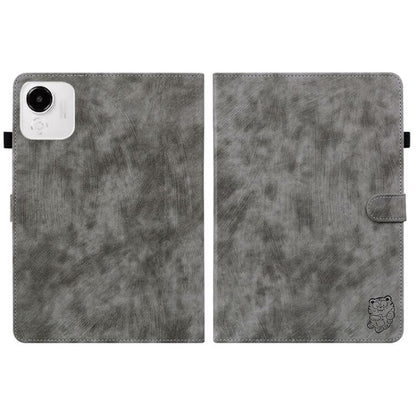 For Honor Pad X9a Embossed Tiger Pattern Leather Tablet Case(Grey) by bashfashion