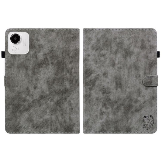 For Honor Pad X9a Embossed Tiger Pattern Leather Tablet Case(Grey) by bashfashion