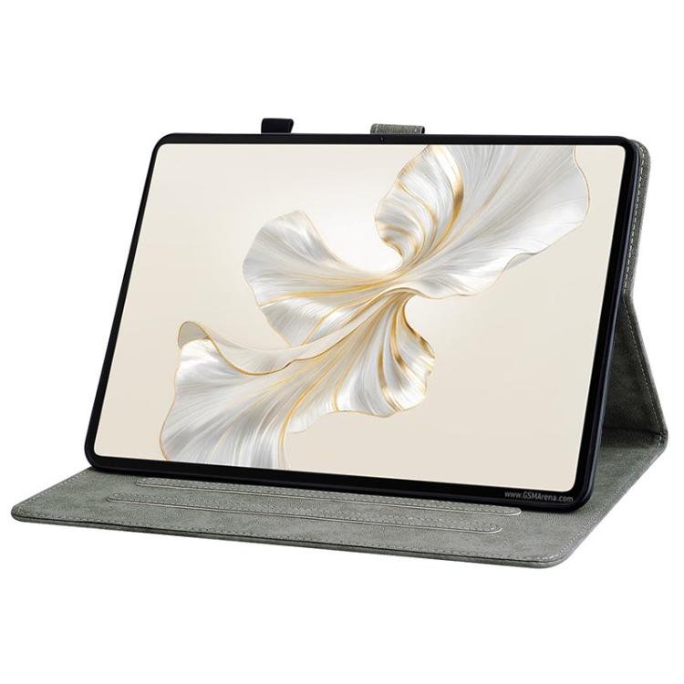 For Honor Pad X9a Embossed Tiger Pattern Leather Tablet Case(Grey) by bashfashion