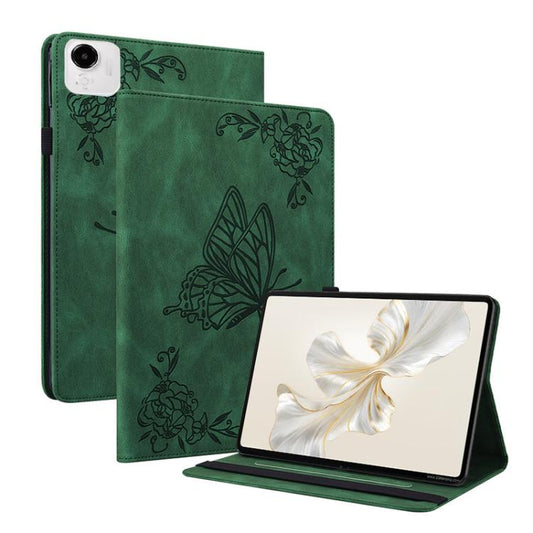 For Honor Pad X9a Butterfly Flower Embossed Leather Tablet Case(Green) by bashfashion