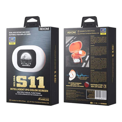 WK Beluga S11 Vukie OWS Clip-on Wireless Earphones with Smart Color Screen(White) by WK