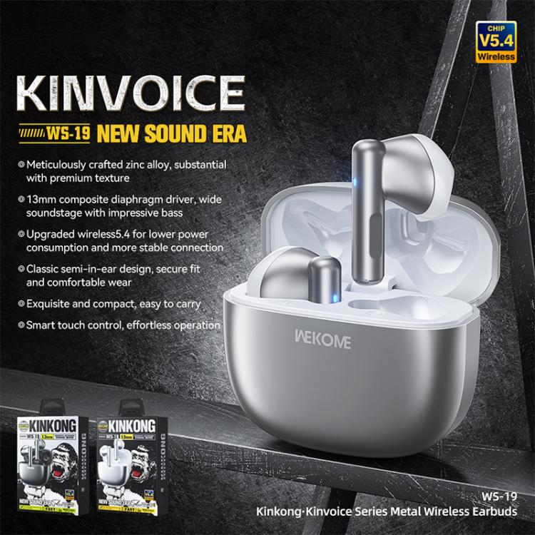 WK WS-19 Kinvoice Series Metal TWS Wireless Earbuds(Silver) by WK