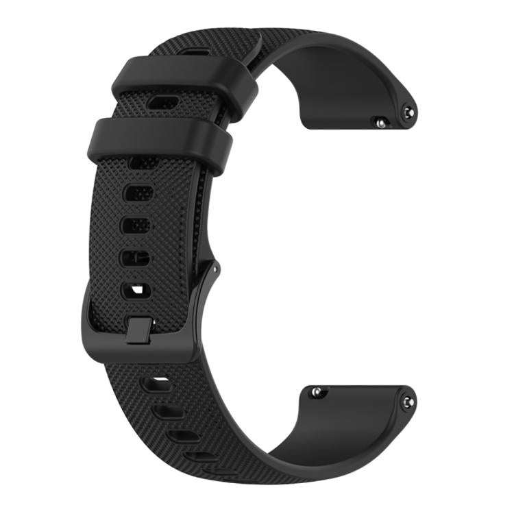 20mm For Garmin Forerunner 570 42mm/245/645 xDfind Small Plaid Solid Color Silicone Watch Band(Black) by xDfind