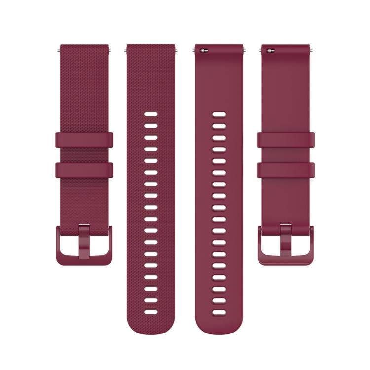20mm For Garmin Forerunner 570 42mm/245/645 xDfind Small Plaid Solid Color Silicone Watch Band(Wine Red) by xDfind