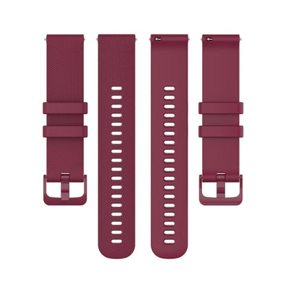 22mm For Forerunner 570 47mm/935/945/955 xDfind Small Plaid Solid Color Silicone Watch Band(Wine Red) by xDfind
