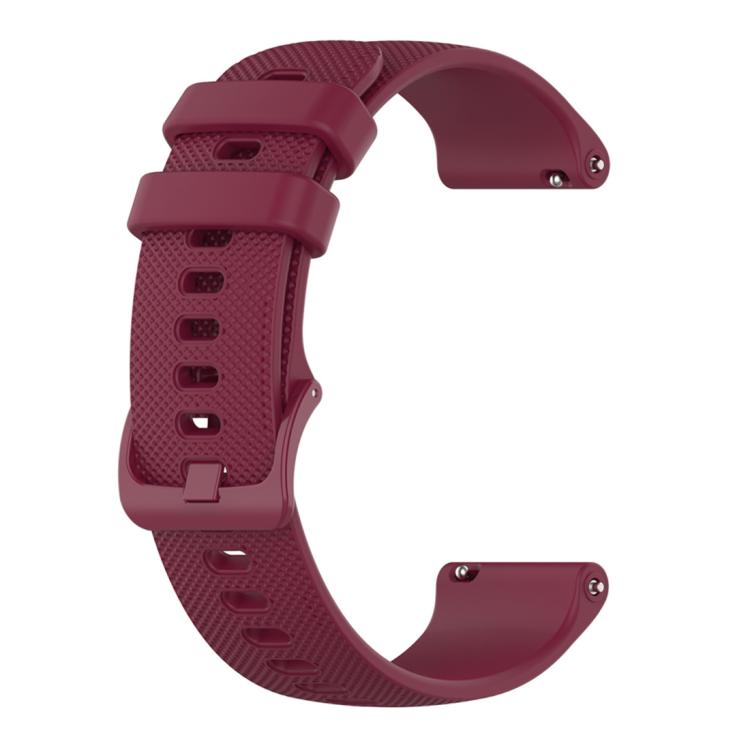18mm For Garmin Venu 2S / Move 3S / Active S xDfind Small Plaid Solid Color Silicone Watch Band(Wine Red) by xDfind