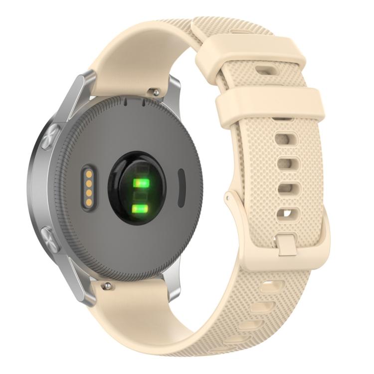 18mm For Garmin Venu 2S / Move 3S / Active S xDfind Small Plaid Solid Color Silicone Watch Band(Beige) by xDfind