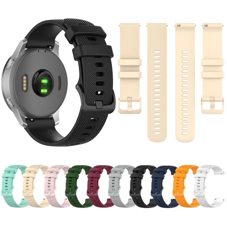 20mm For Garmin Forerunner 570 42mm/245/645 xDfind Small Plaid Solid Color Silicone Watch Band(Pink) by xDfind