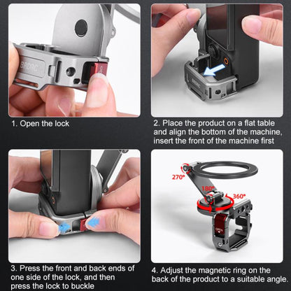 For DJI Osmo Pocket 3 BRDRC Smartphone Teleprompter Stand Desktop Clamp Cold Shoe Extension Mount(Dark Grey) by BRDRC