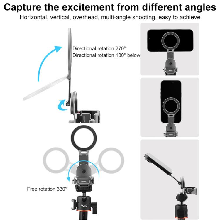 For DJI Osmo Pocket 3 BRDRC Smartphone Teleprompter Stand Desktop Clamp Cold Shoe Extension Mount(Dark Grey) by BRDRC