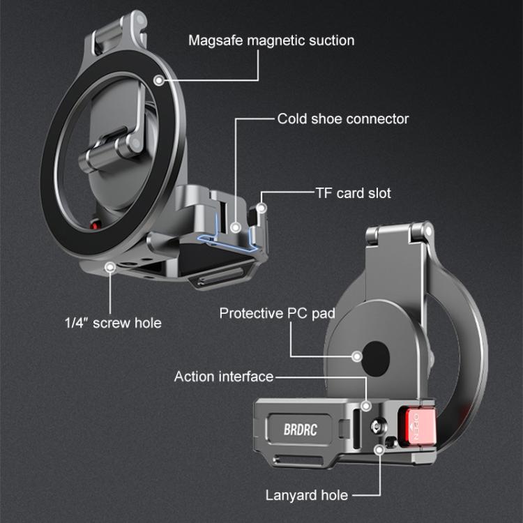 For DJI Osmo Pocket 3 BRDRC Smartphone Teleprompter Stand Desktop Clamp Cold Shoe Extension Mount(Dark Grey) by BRDRC
