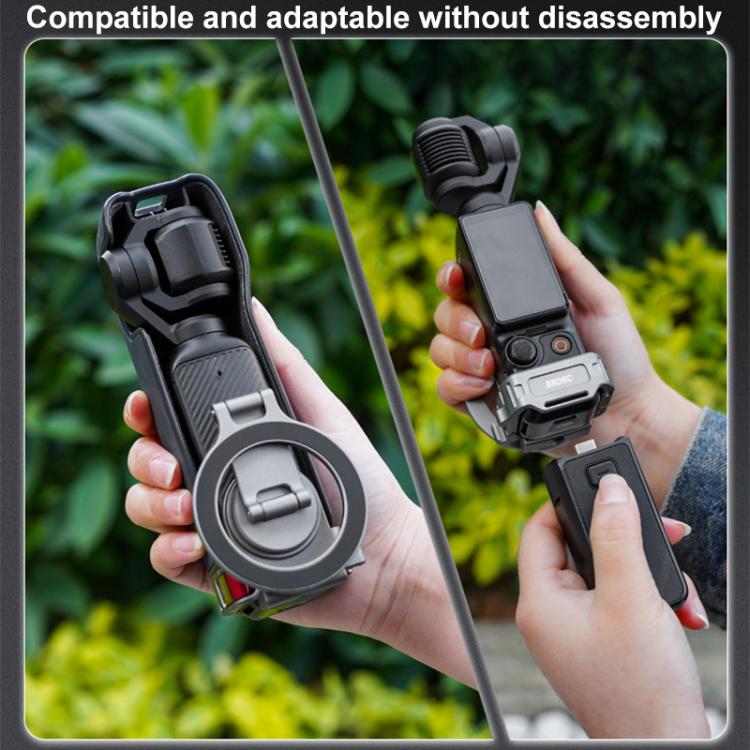 For DJI Osmo Pocket 3 BRDRC Smartphone Teleprompter Stand Desktop Clamp Cold Shoe Extension Mount(Dark Grey) by BRDRC